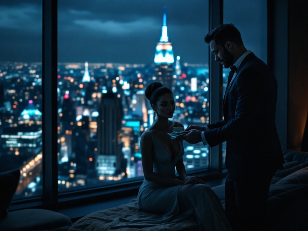 在昏暗房间支付陪伴费