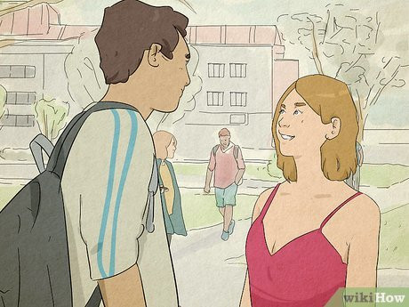 Signal to him that you want to come over and talk.